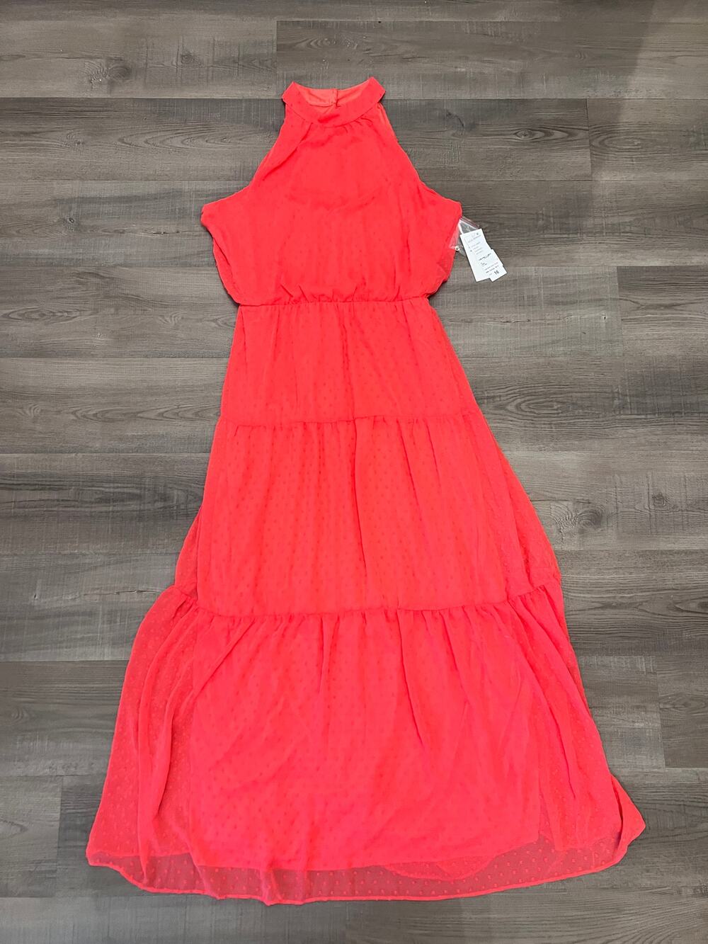 NWT Julia Jordan Melon Swiss Dot Belted Maxi Dress